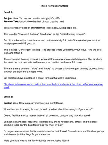 Three Newsletter Emails