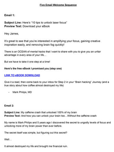 Five Email Welcome Sequence